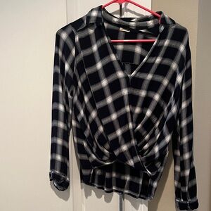 Hollister Plaid V-Neck Women's Top